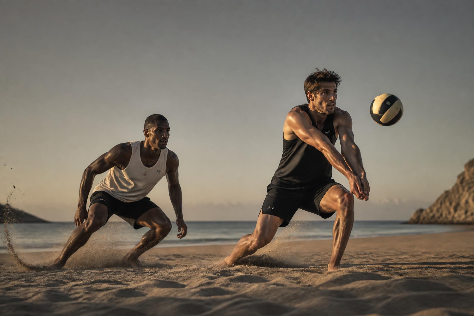 Atletas em quadra de areia usando uniformes Richsport